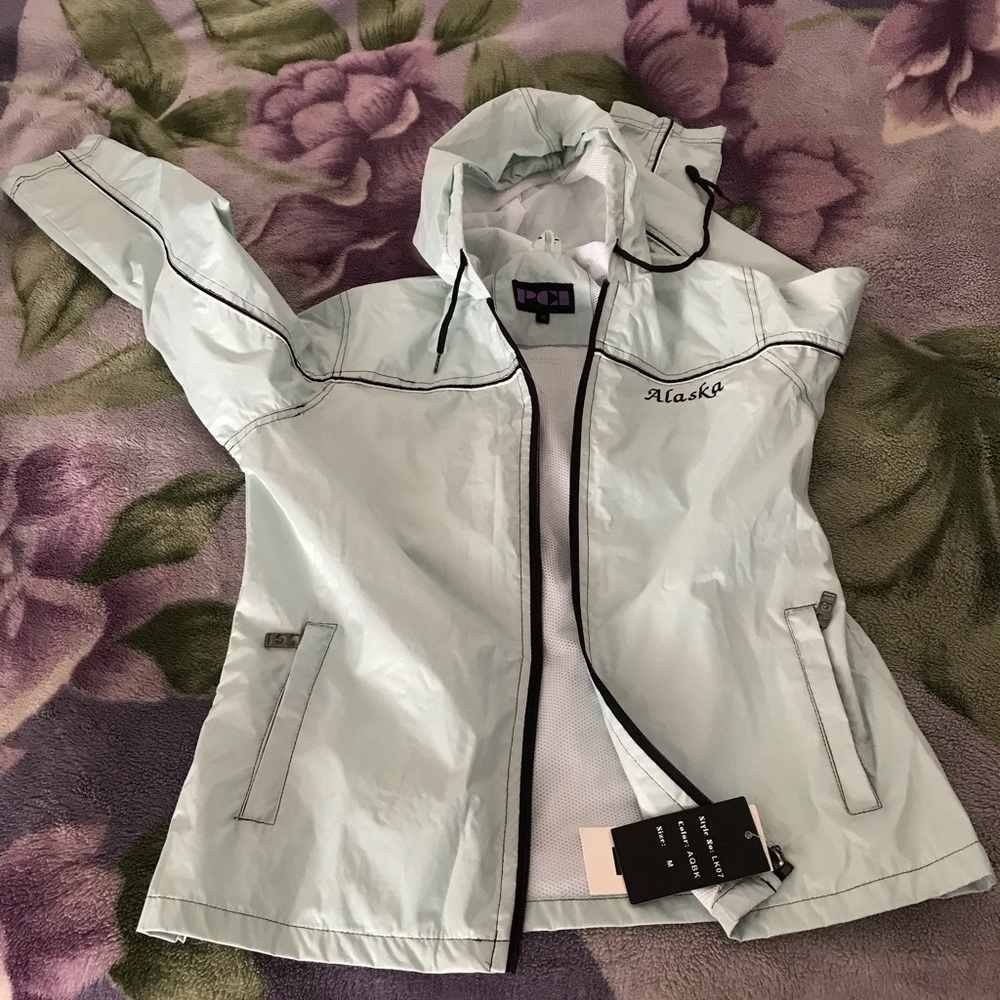 Aqua colored windbreaker for women - Picture 7 of 8